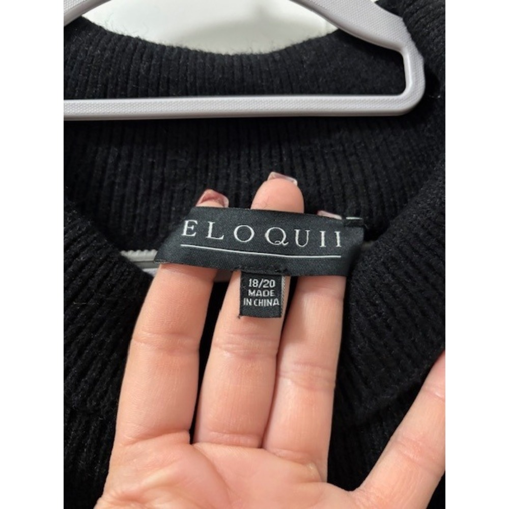 Eloquii Black Knit Sweater Dress Long Sleeve Belted Plus Size 18/20 - Picture 3 of 7
